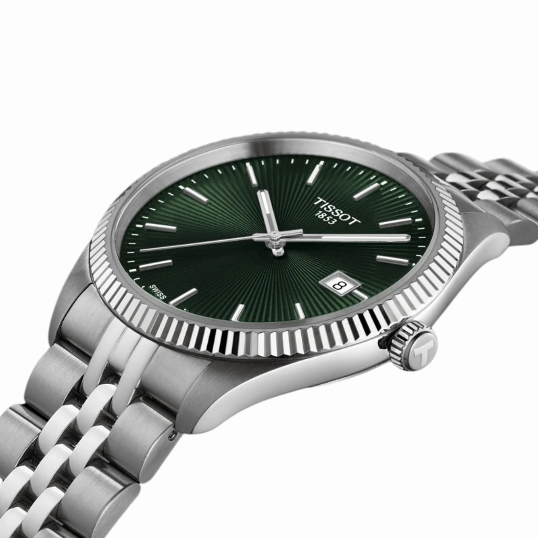    BALLADE 40mm GREEN DIAL STEEL STRAP WATCH T1564101109100