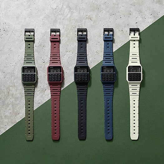    Calculator Data Bank Red Resin Band Watch CA53WF-4B