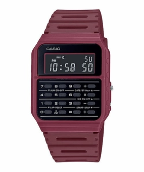    Calculator Data Bank Red Resin Band Watch CA53WF-4B 