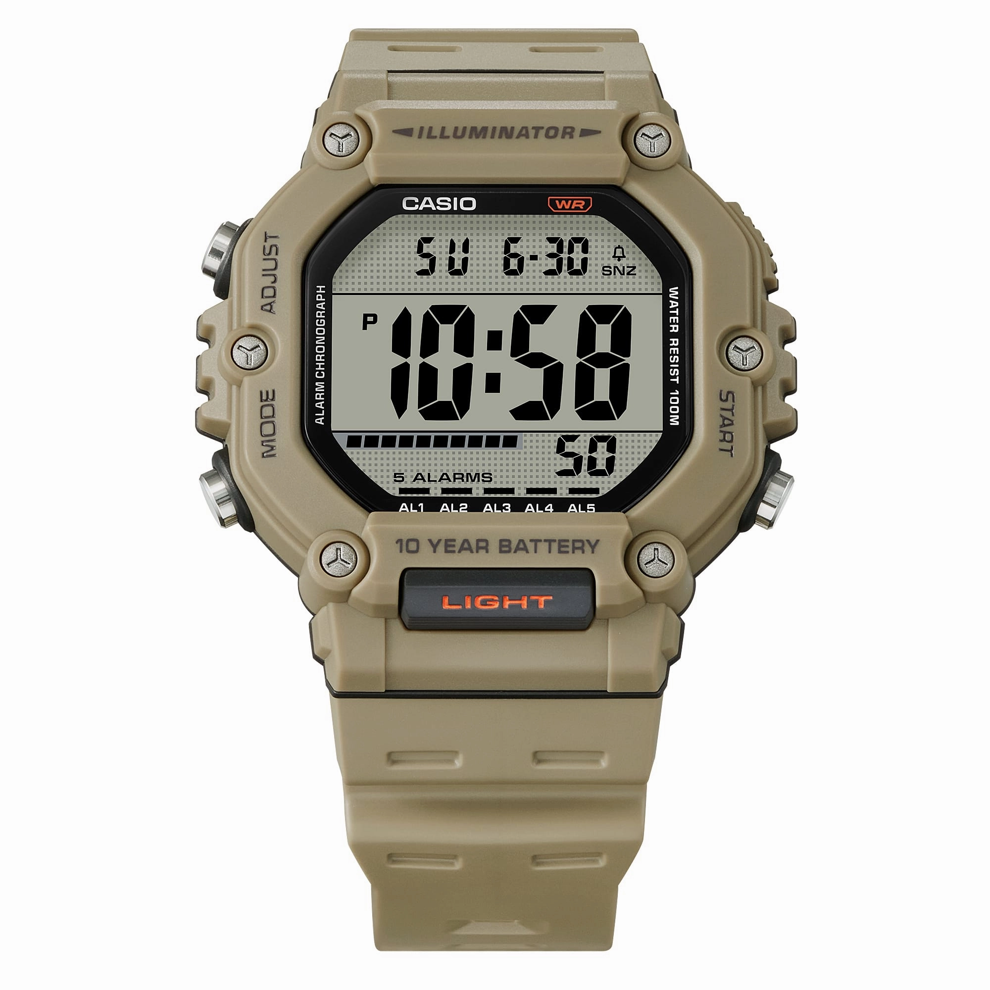    Digital Illuminator Grey Dial Khaki Resin Band Watch AE1600H-5A