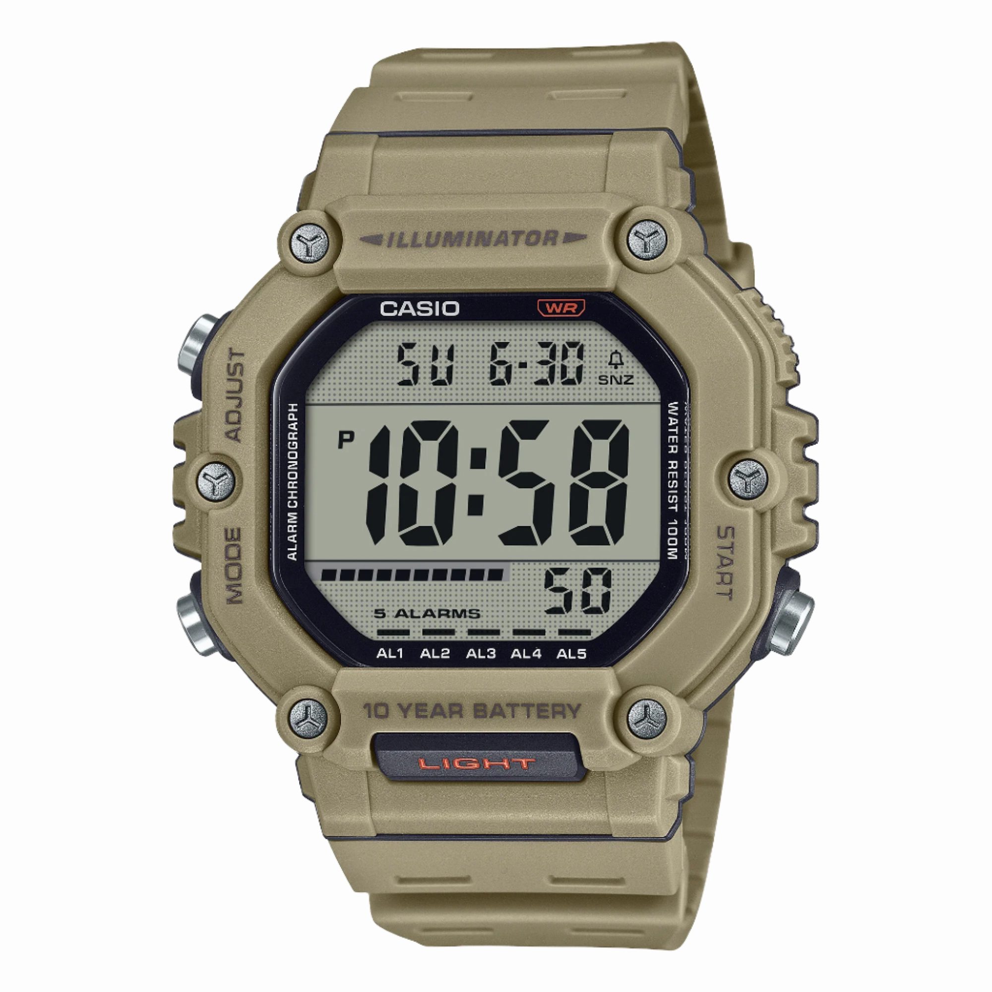    Digital Illuminator Grey Dial Khaki Resin Band Watch AE1600H-5A 