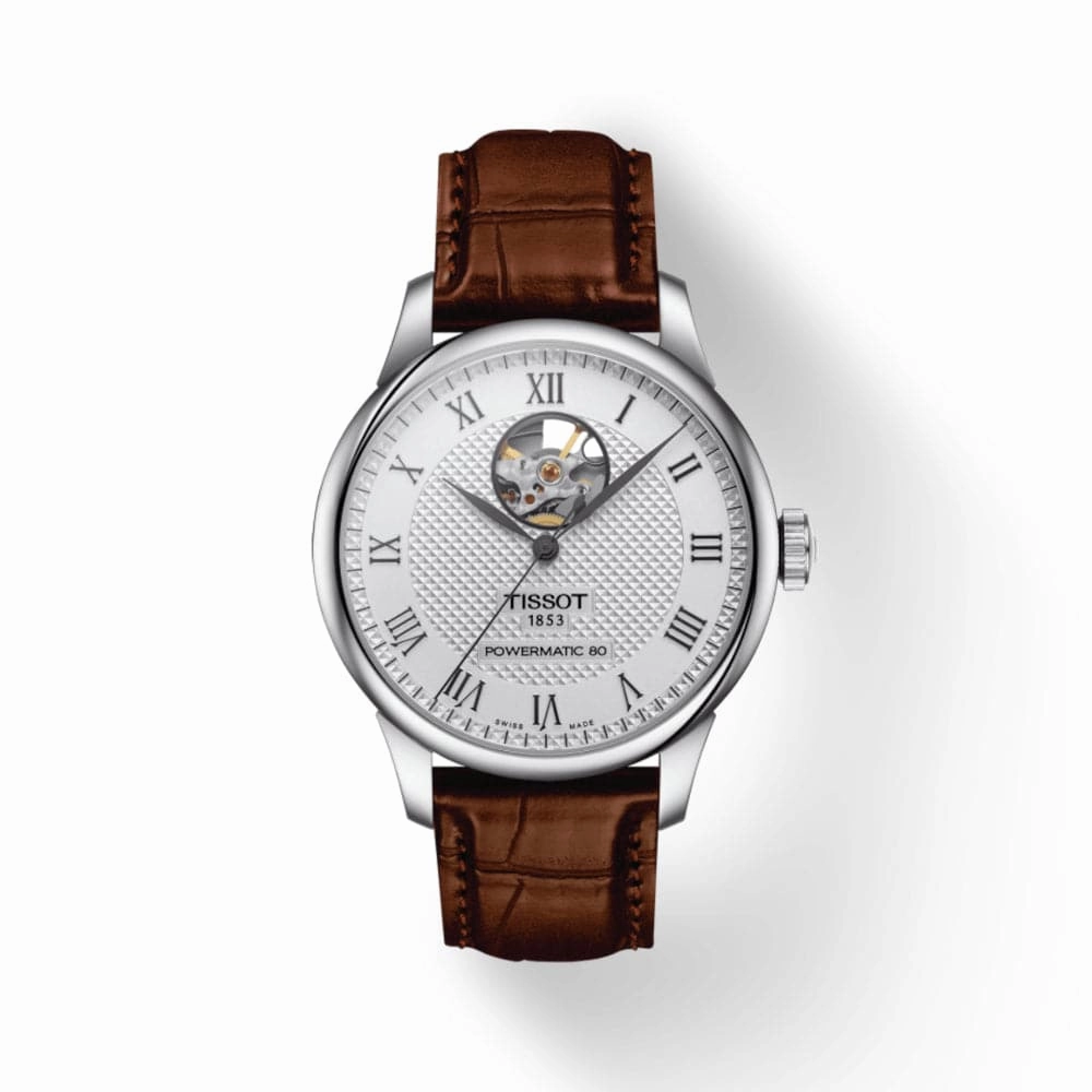   LE LOCLE POWERMATIC 80 BROWN LEATHER MEN WATCH T0064071603301
