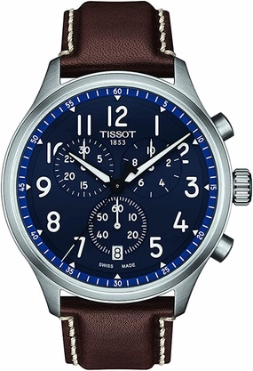    Men's Chrono XL Vintage 316L Stainless Steel case Swiss Quartz Watch with Leather Strap, Brown, 22 (Model: T1166171604200)    affordable watches    limited edition watches luxury watches