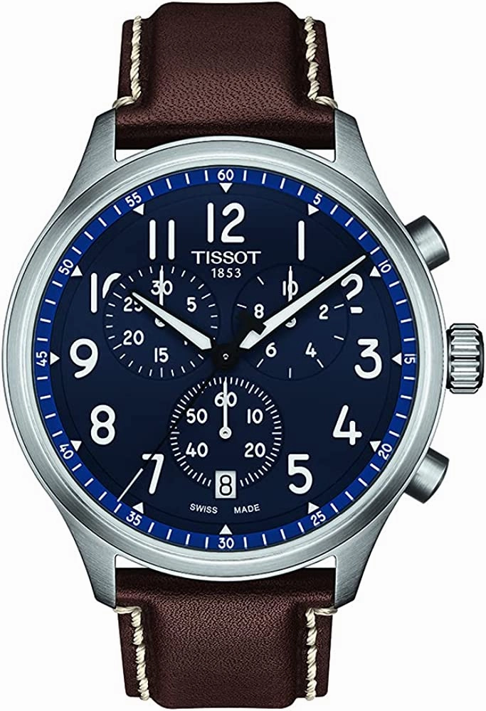    Men's Chrono XL Vintage 316L Stainless Steel case Swiss Quartz Watch with Leather Strap, Brown, 22 (Model: T1166171604200)    affordable watches    limited edition watches luxury watches