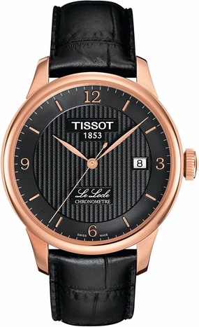    Men's Le Locle COSC Stainless Steel Swiss Automatic Watch with Leather Calfskin Strap, Black, 18 T0064083605700    affordable watches    limited edition watches luxury watches
