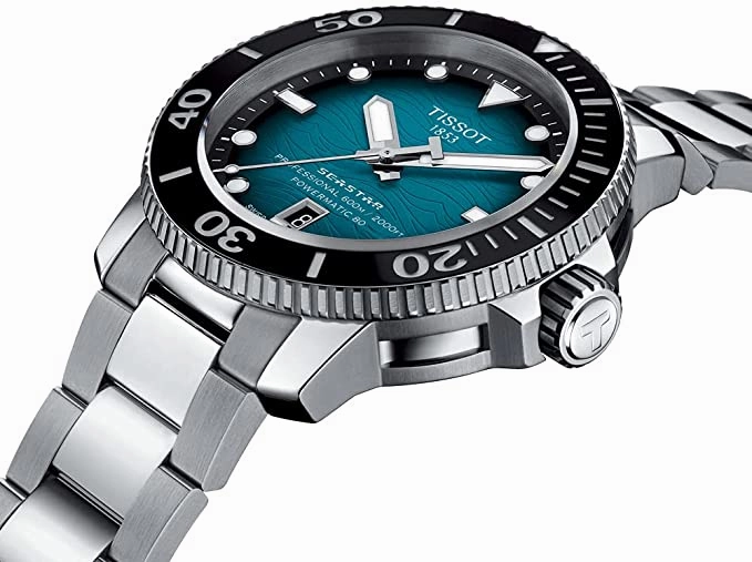    Men's Seastar 2000 Professional Swiss Automatic Diving Watch with Stainless Steel Strap, Grey, 22 (Model: T1206071104100)