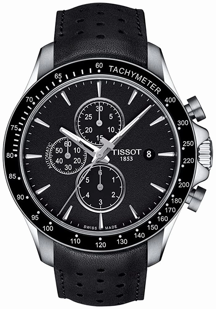    Men's V8 316L Stainless Steel case Swiss Automatic Chronograph Watch with Leather Strap, Black, 22 (Model: T1064271605100)    affordable watches    limited edition watches luxury watches