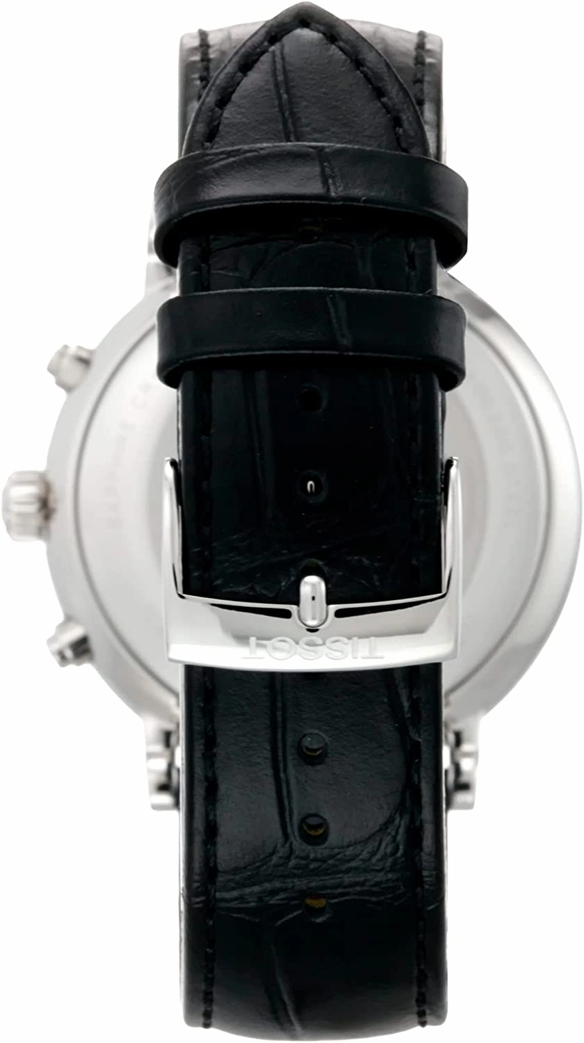    Mens    Carson Premium Chronograph 316L Stainless Steel case Swiss Quartz Watch, Black, Leather, 20 (T1224171603300)