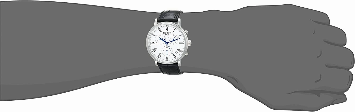    Mens    Carson Premium Chronograph 316L Stainless Steel case Swiss Quartz Watch, Black, Leather, 20 (T1224171603300)
