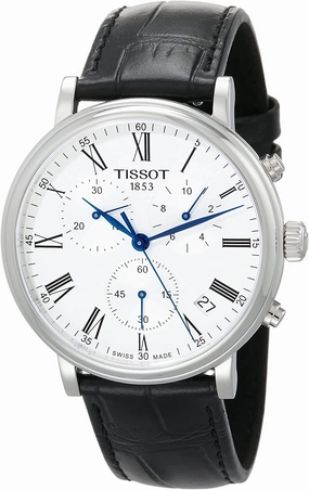    Mens    Carson Premium Chronograph 316L Stainless Steel case Swiss Quartz Watch, Black, Leather, 20 (T1224171603300)    affordable watches    limited edition watches luxury watches