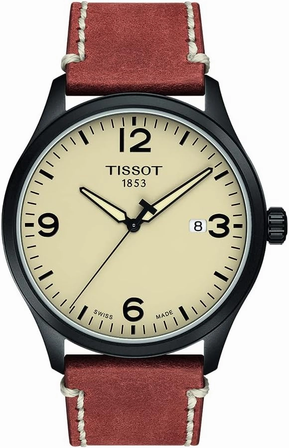    Mens Gent XL 316L Stainless Steel case with Grey PVD Coating Quartz Watch, Beige, Leather    affordable watches    limited edition watches luxury watches
