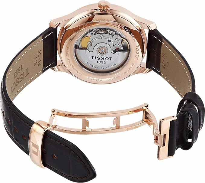    Mens Tradition Automatic Small Second 316L Stainless Steel case with Rose Gold PVD Coating Automatic Watch, Brown, Leather
