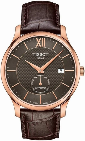    Mens Tradition Automatic Small Second 316L Stainless Steel case with Rose Gold PVD Coating Automatic Watch, Brown, Leather    affordable watches    limited edition watches luxury watches