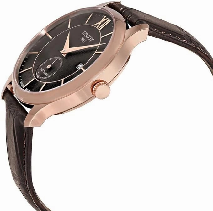    Mens Tradition Automatic Small Second 316L Stainless Steel case with Rose Gold PVD Coating Automatic Watch, Brown, Leather