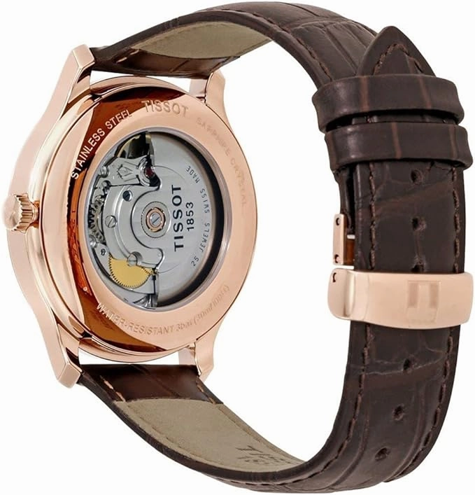   Mens Tradition Automatic Small Second 316L Stainless Steel case with Rose Gold PVD Coating Automatic Watch, Brown, Leather