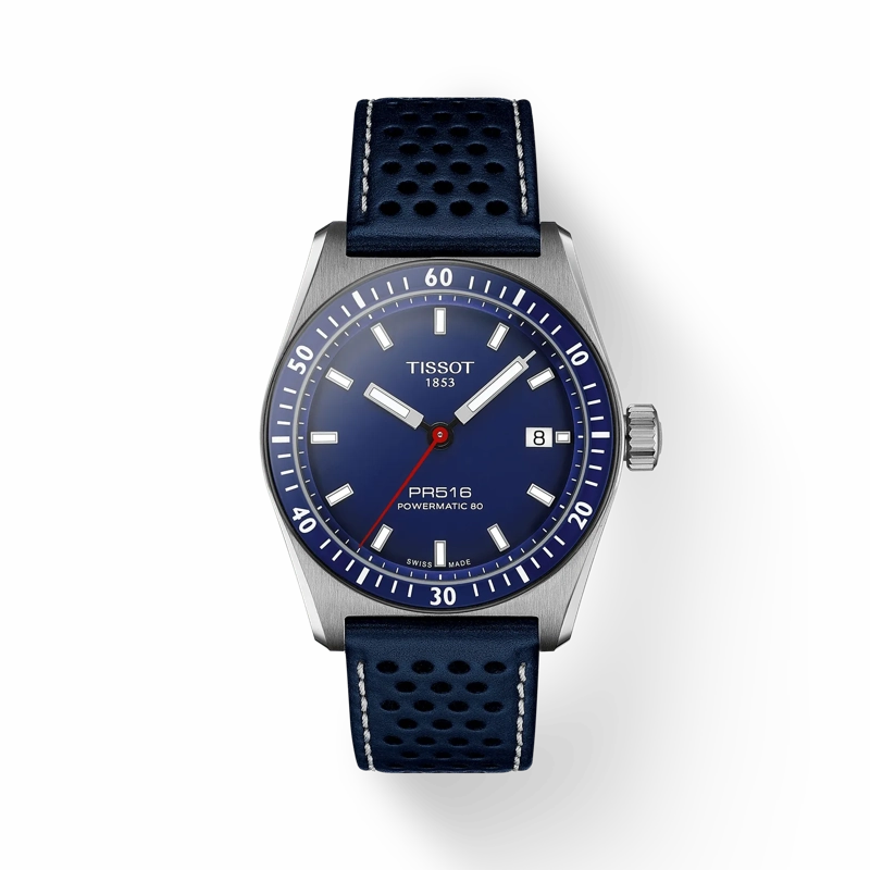    PR516 POWERMATIC 80 T1494071604100 38mm BLUE DIAL LEATHER STRAP WATCH timex watches for men,timex watches for women