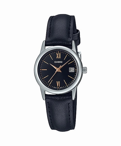    Quartz Analog Silver with Black Leather Band Women's Watch LTPV002L-1B3 