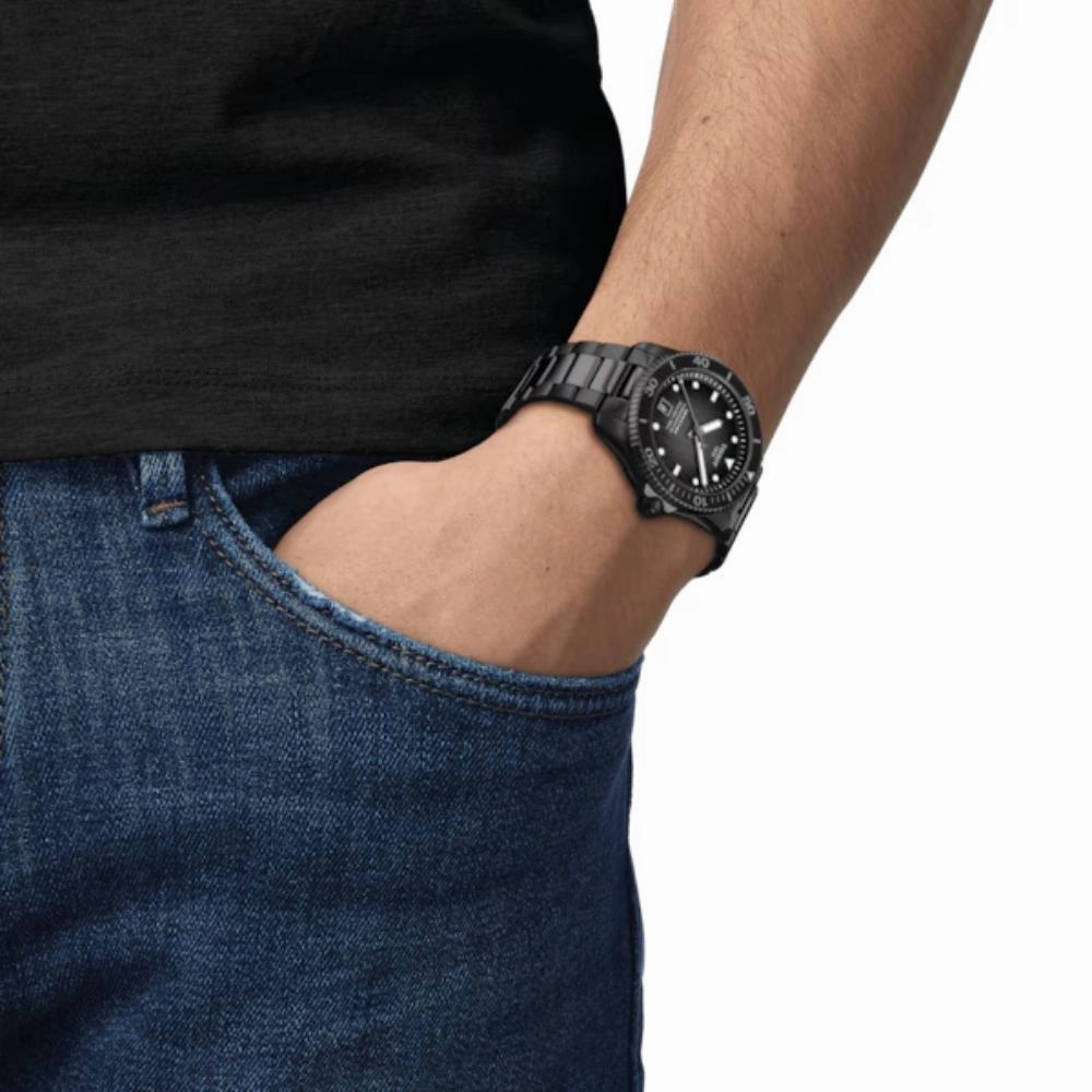    Seastar 1000 Powermatic 80 Black Stainless Steel Unisex Watch T1208073305100