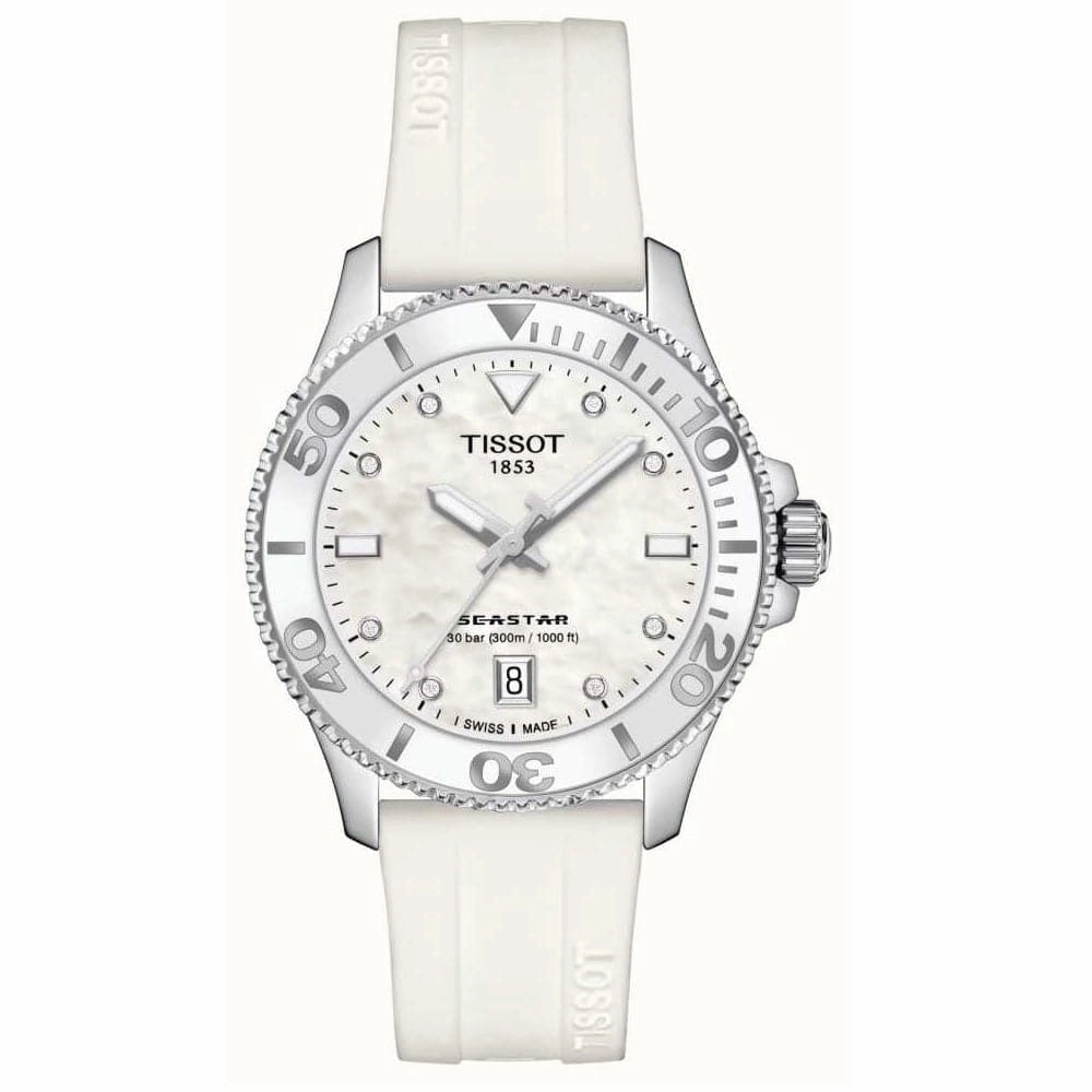    Seastar Mother Of Pearl White Silicone Unisex Watch T1202101711600 timex watches for men,timex watches for women