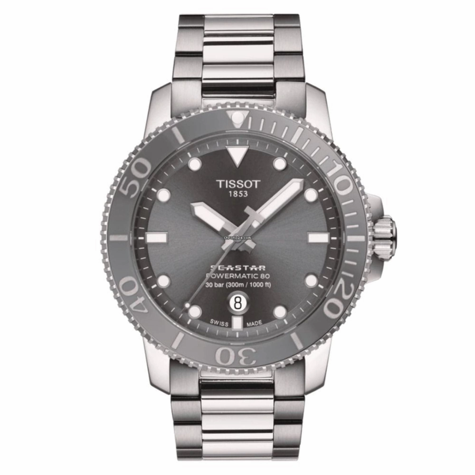    SEASTAR POWERMATIC 80 GREY DIAL STAINLESS STEEL MEN'S WATCH T1204071108101