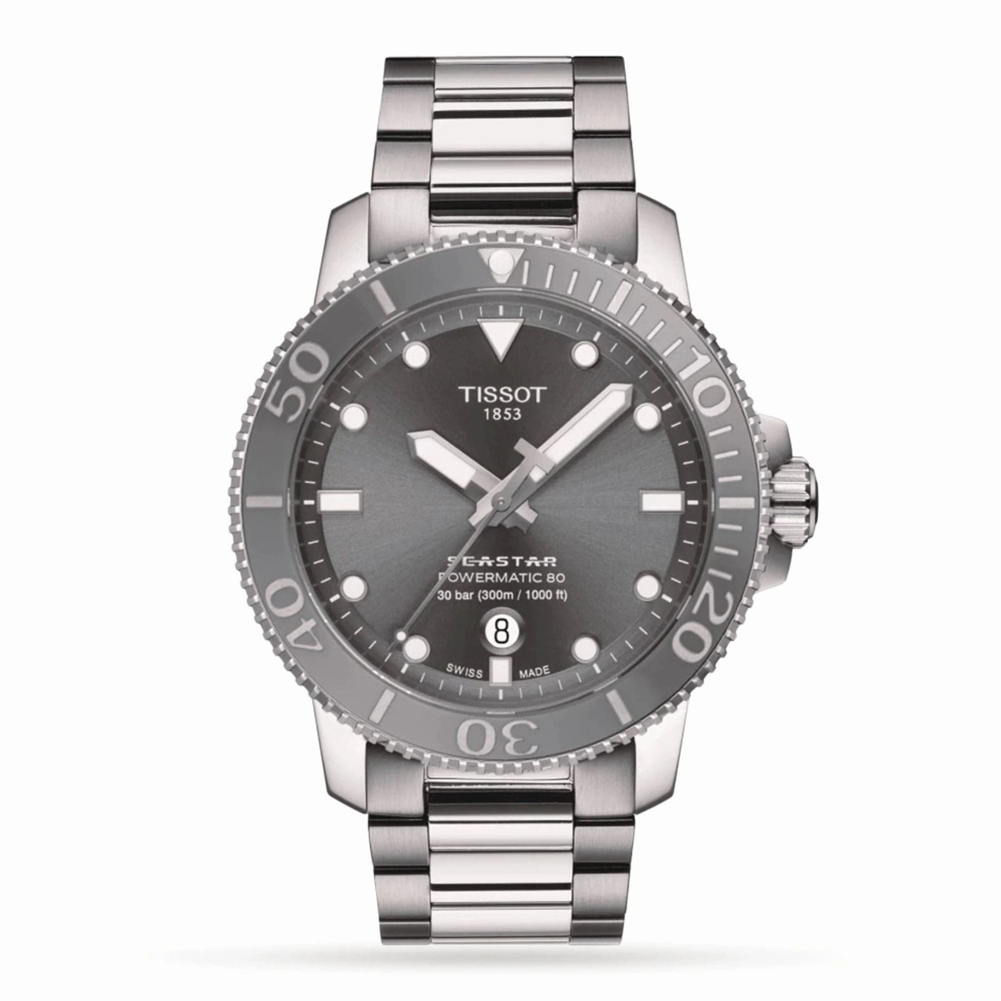    SEASTAR POWERMATIC 80 GREY DIAL STAINLESS STEEL MEN'S WATCH T1204071108101 timex watches for men,timex watches for women