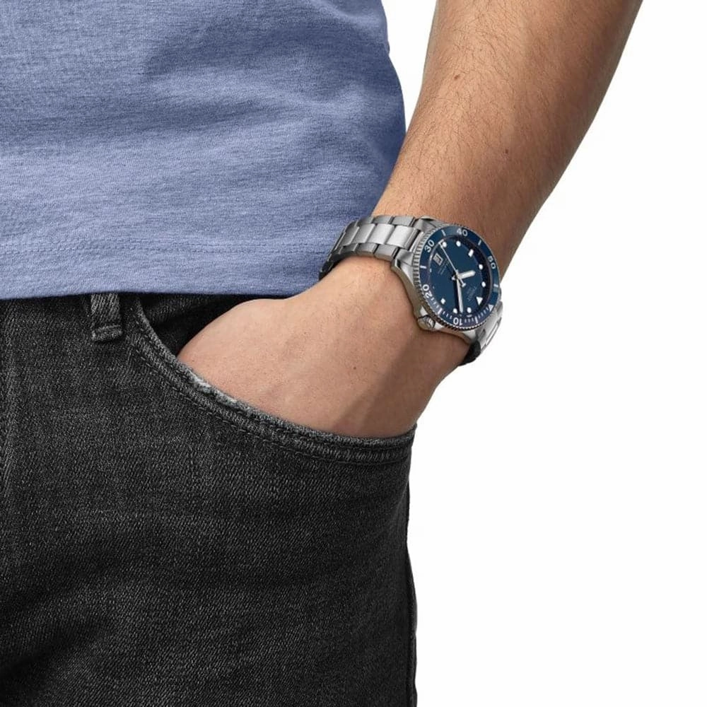    Seastar Silver Tone Stainless Steel Men's Watch T1204101104100