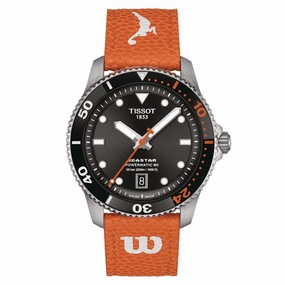    Seastar Wilson WNBA Collection Black Dial Orange Leather Strap Unisex Watch T1208071705100 timex watches for men,timex watches for women