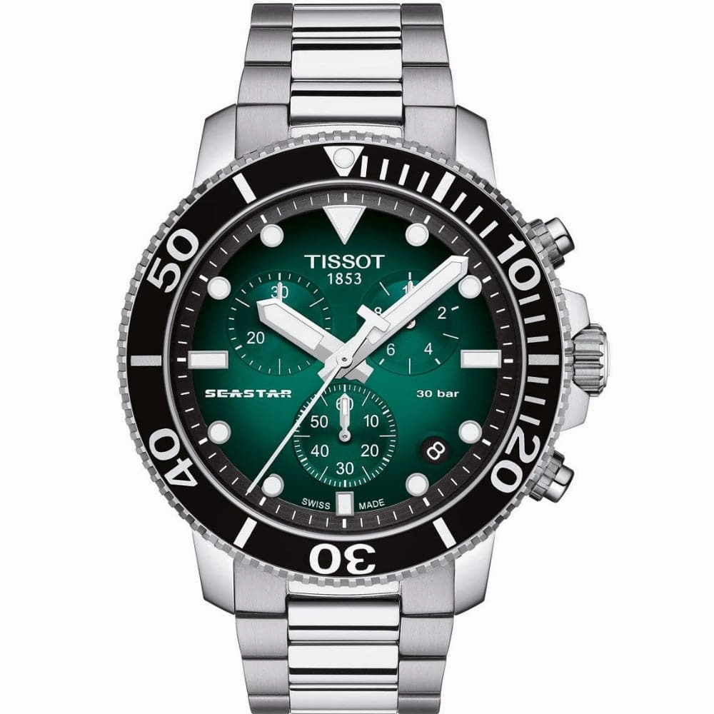    T1204171109101 SEASTAR GREEN DIAL CHRONOGRAPH MEN'S WATCH timex watches for men,timex watches for women