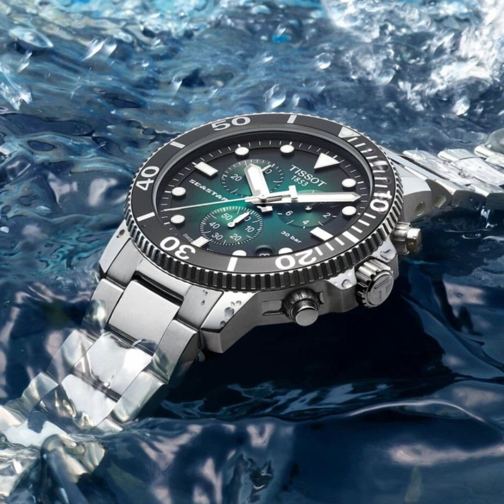    T1204171109101 SEASTAR GREEN DIAL CHRONOGRAPH MEN'S WATCH