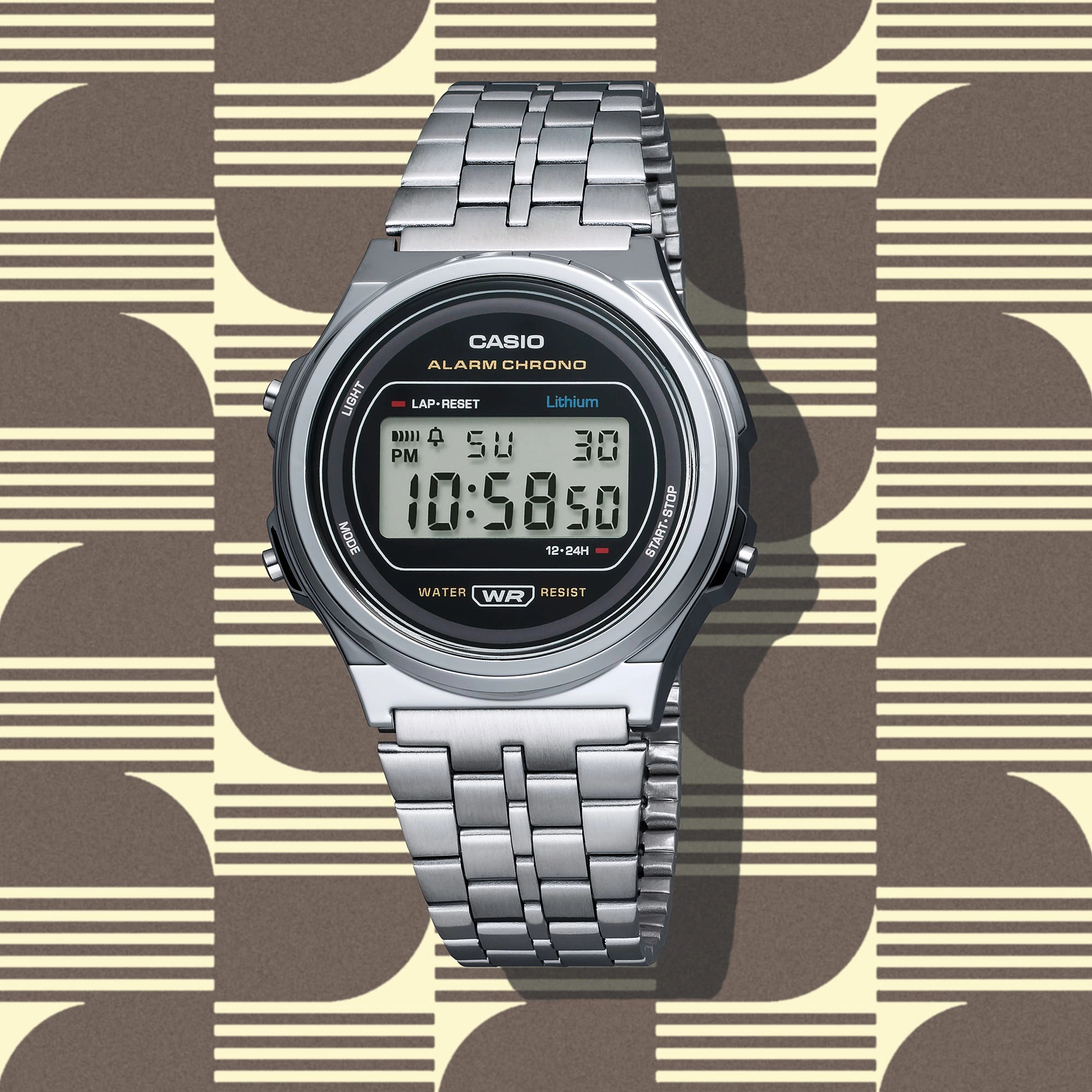    Vintage Digital Silver Stainless Steel Watch A171WE-1A