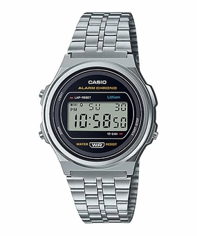    Vintage Digital Silver Stainless Steel Watch A171WE-1A 