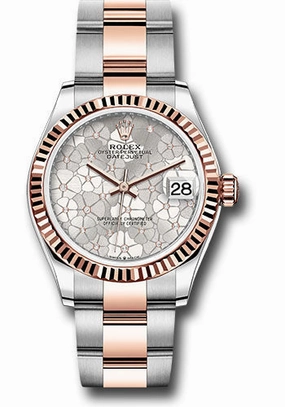   x Everose   sor Datejust 31 Watch - Fluted Bezel - Silver Floral Motif Diamond Dial - Oyster Bracelet 278271 sflomdo Datejust watch for sale   x Datejust watch