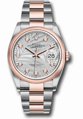   x Everose   sor Datejust 36 Watch - Domed Bezel - Silver Palm Motif Diamond Dial - Oyster Bracelet - 126201 spmdo Datejust watch for sale   x Datejust watch