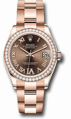   x Everose Gold Datejust 31 Watch - Diamond Bezel - Chocolate Diamond Six Dial - Oyster Bracelet 278285RBR chodr6o Datejust watch for sale   x Datejust watch