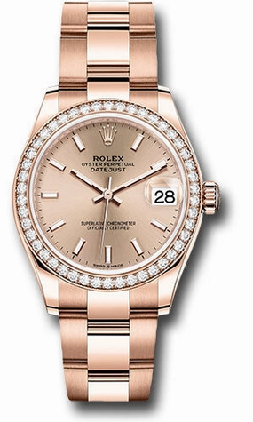   x Everose Gold Datejust 31 Watch - Diamond Bezel - Ros Index Dial - Oyster Bracelet 278285RBR rsio Datejust watch for sale   x Datejust watch