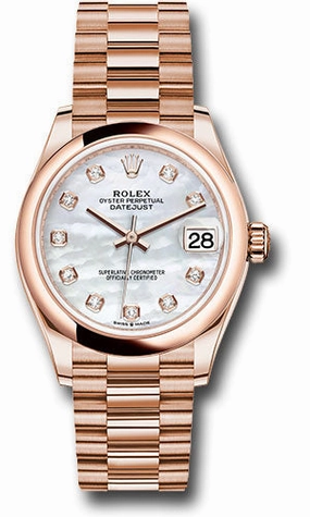   x Everose Gold Datejust 31 Watch - Domed Bezel - Silver Diamond Dial - President Bracelet 278245 mdp Datejust watch for sale   x Datejust watch