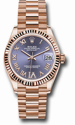   x Everose Gold Datejust 31 Watch - Fluted Bezel - Aubergine Diamond Six Dial - President Bracelet 278275 aubdr6p Datejust watch for sale   x Datejust watch