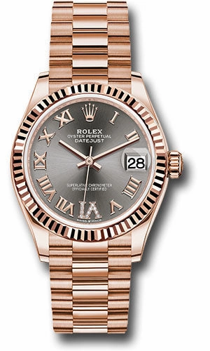   x Everose Gold Datejust 31 Watch - Fluted Bezel - Rhodium Diamond Six Dial - President Bracelet 278275 dkrhdr6p Datejust watch for sale   x Datejust watch