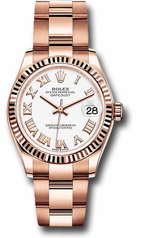   x Everose Gold Datejust 31 Watch - Fluted Bezel - White Roman Dial - Oyster Bracelet 278275 wro Datejust watch for sale   x Datejust watch