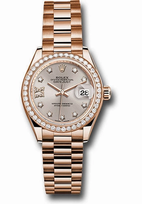   x Everose Gold Lady-Datejust 28 Watch - 44 Diamond Bezel - Silver Sundust Diamond Star Dial - President Bracelet - 279135RBR s9dix8dp Datejust watch for sale   x Datejust watch
