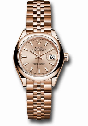   x Everose Gold Lady-Datejust 28 Watch - Domed Bezel - Pink Sundust Index Dial - Jubilee Bracelet - 279165 pij Datejust watch for sale   x Datejust watch