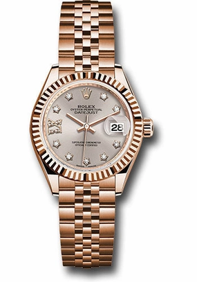   x Everose Gold Lady-Datejust 28 Watch - Fluted Bezel - Silver Sundust Diamond Star Dial - Jubilee Bracelet - 279175 s9dix8dj Datejust watch for sale   x Datejust watch