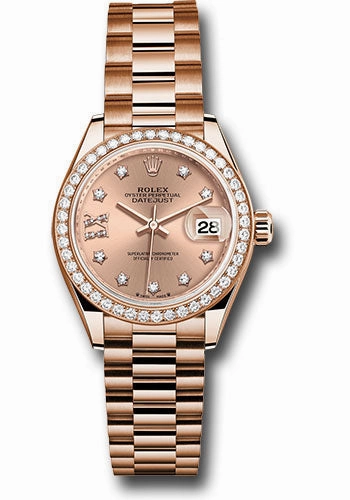   x Everose Gold Lady-Datejust Watch - Diamond Bezel - Ros Star Diamond Roman 9 Dial - President Bracelet - 279135rbr rs9dix8dp Datejust watch for sale   x Datejust watch