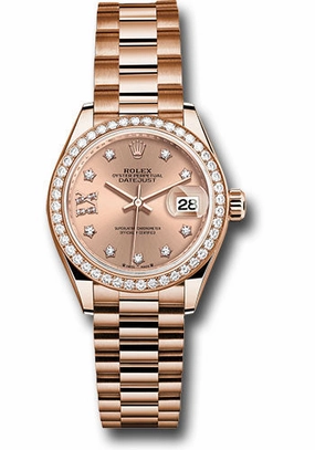   x Everose Gold Lady-Datejust Watch - Diamond Bezel - Ros Star Diamond Roman 9 Dial - President Bracelet - 279135rbr rs9dix8dp Datejust watch for sale   x Datejust watch
