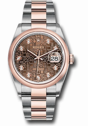   x Steel and Everose   sor Datejust 36 Watch - Domed Bezel - Chocolate Jubilee Diamond Dial - Oyster Bracelet - 126201 chojdo Datejust watch for sale   x Datejust watch