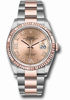   x Steel and Everose   sor Datejust 36 Watch - Fluted Bezel - Rose Roman Dial - Oyster Bracelet - 126231 rdr69o Datejust watch for sale   x Datejust watch