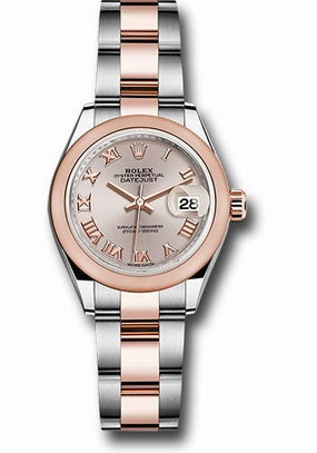   x Steel and Everose Gold   sor Lady-Datejust 28 Watch - Domed Bezel - Sundust Roman Dial - Oyster Bracelet - 279161 suro Datejust watch for sale   x Datejust watch