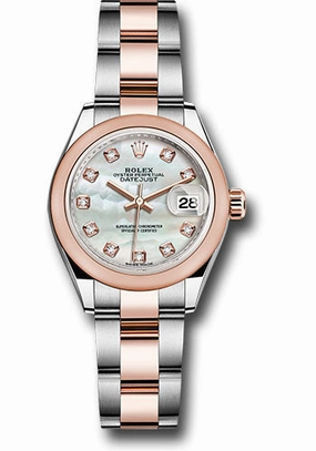   x Steel and Everose Gold   sor Lady-Datejust 28 Watch - Domed Bezel - White Mother-Of-Pearl Diamond Dial - Oyster Bracelet - 279161 mdo Datejust watch for sale   x Datejust watch