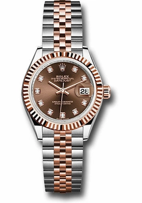   x Steel and Everose Gold   sor Lady-Datejust 28 Watch - Fluted Bezel - Chocolate Diamond Dial - Jubilee Bracelet - 279171 chodj Datejust watch for sale   x Datejust watch