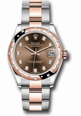   x Steel and Everose Gold Datejust 31 Watch - 24 Diamond Bezel - White Roman Dial - Oyster Bracelet 278341RBR chodo Datejust watch for sale   x Datejust watch